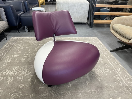 Leolux Pallone Fauteuil paars wit leer 