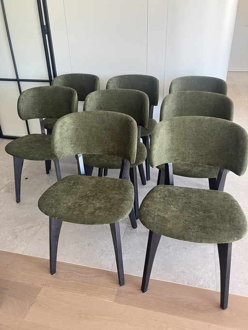 8x Guiletta Wood groene eetkamerstoelen