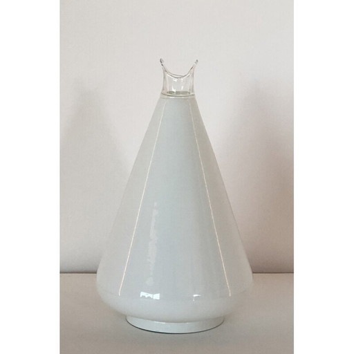 Vintage Buto lamp in wit Murano glas en metaal door Noti Massari voor Leucos, Italië 1970