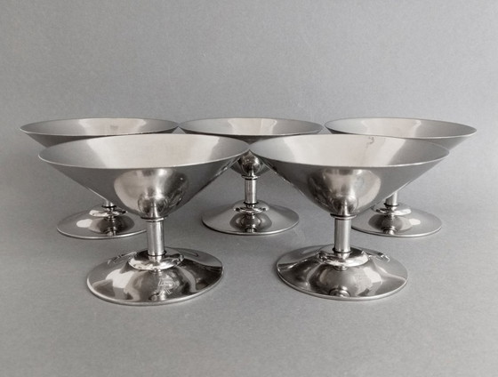 Image 1 of 5X Set van Wmf Bauhaus/Modernistisch Ontwerp Kelk 1960'S Duitsland