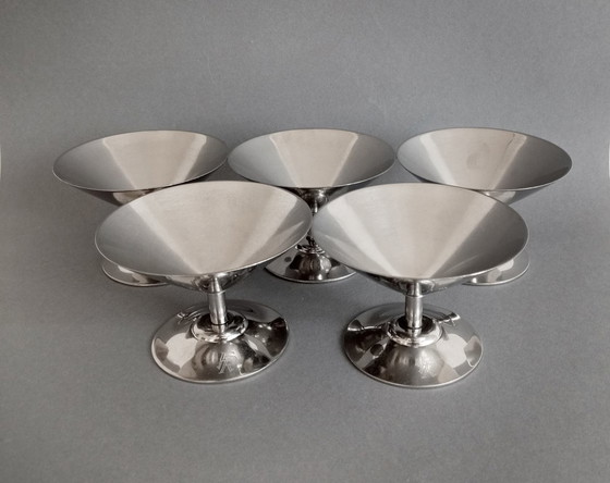 Image 1 of 5X Set van Wmf Bauhaus/Modernistisch Ontwerp Kelk 1960'S Duitsland