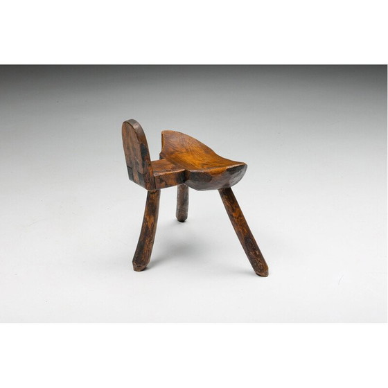 Image 1 of Vintage Rustiek driepootkrukje Wabi Sabi, jaren 1940