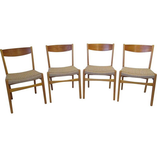 Set van 4 vintage beuken stoelen, Zweden