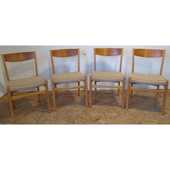 Image 1 of Set van 4 vintage beuken stoelen, Zweden
