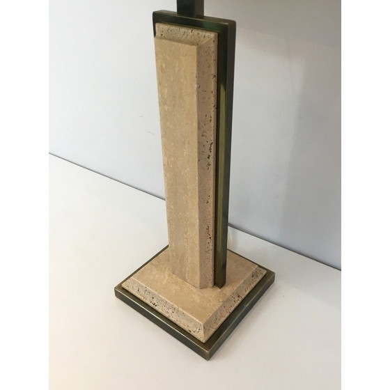 Image 1 of Vintage lamp in travertijn en verguld metaal, 1970