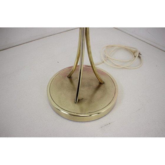Image 1 of Vintage vloerlamp in messing, kunststof en leer, Tsjecho-Slowakije 1960