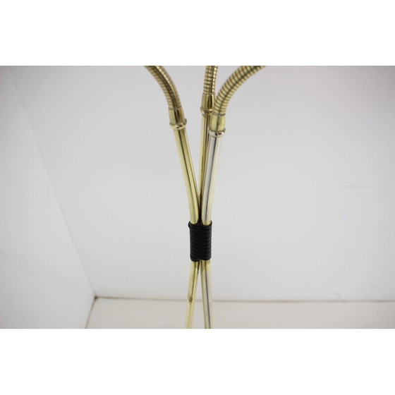 Image 1 of Vintage vloerlamp in messing, kunststof en leer, Tsjecho-Slowakije 1960