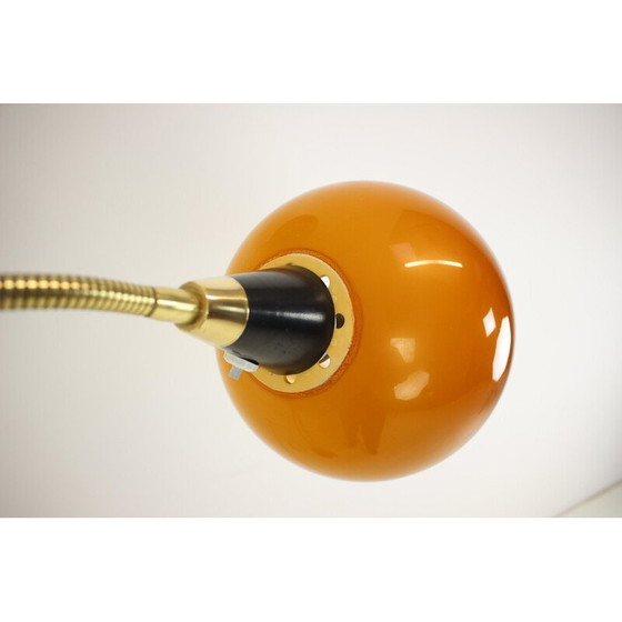 Image 1 of Vintage vloerlamp in messing, kunststof en leer, Tsjecho-Slowakije 1960
