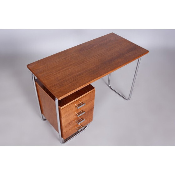 Image 1 of Bauhaus vintage eikenhouten bureau van Robert Slezak, jaren 1930