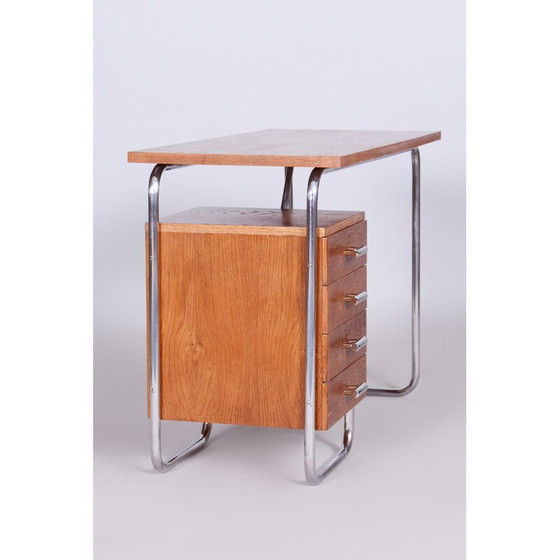 Image 1 of Bauhaus vintage eikenhouten bureau van Robert Slezak, jaren 1930