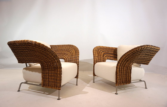 Image 1 of Set van 2 rotan vleugelstoelen