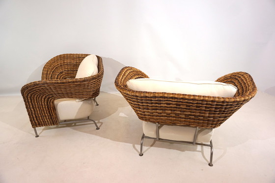 Image 1 of Set van 2 rotan vleugelstoelen