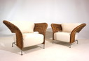 Set van 2 rotan vleugelstoelen