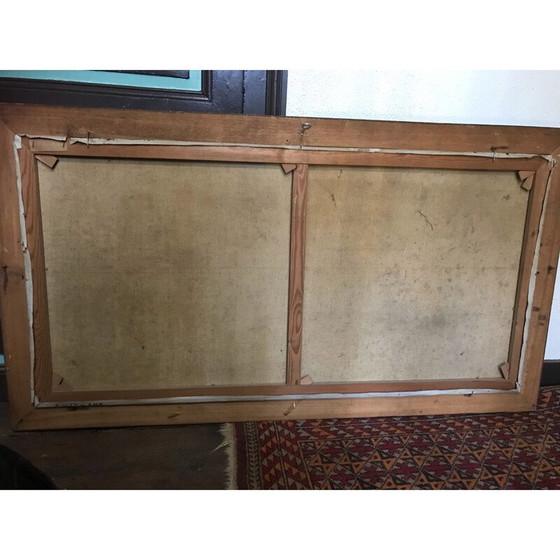 Image 1 of Vintage olieverf op doek "Uitzicht op de haven" door C.R. Ronveaux, 1940