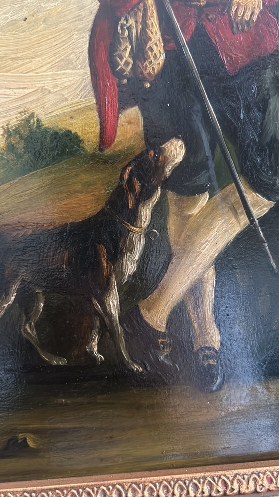 Image 1 of Schilderij Jager Met Hond 