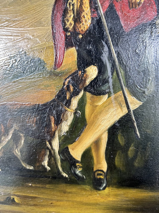 Image 1 of Schilderij Jager Met Hond 