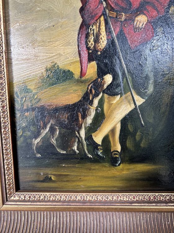 Image 1 of Schilderij Jager Met Hond 