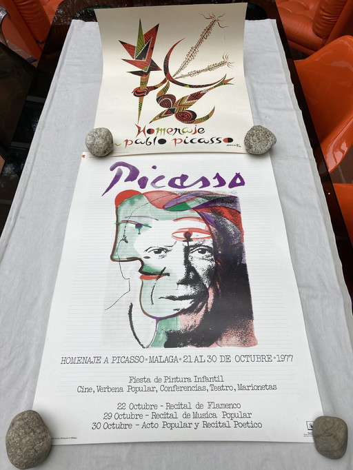 2 Vintage posters, tentoonstelling, eerbetoon aan Pablo Picasso