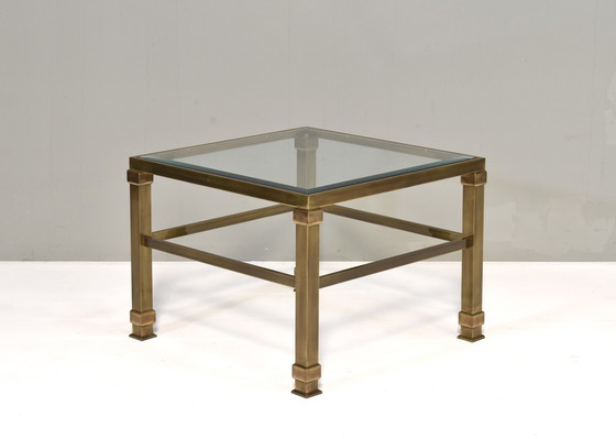 Image 1 of Hollywood Regency stijl salontafel in messing en glas - Frankrijk, Circa 1960-70