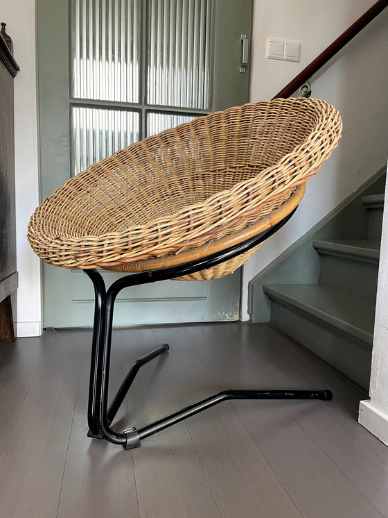 Image 1 of 1960's RATTAN EASY STOEL VAN ROHÉ NOORDWOLDE