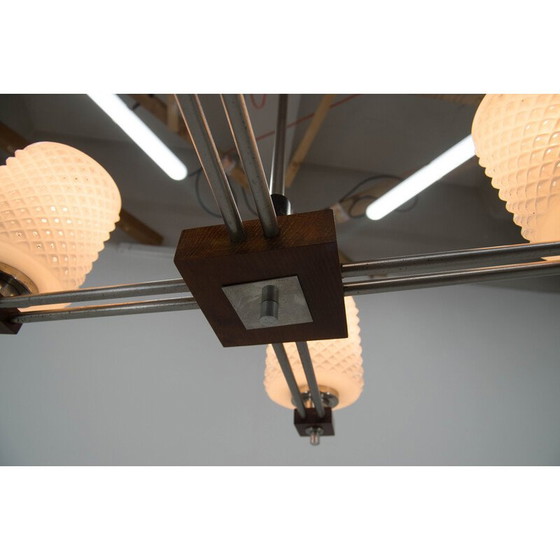 Image 1 of Mid-eeuwse kroonluchter met 4 lamellen, Tsjecho-Slowakije 1950