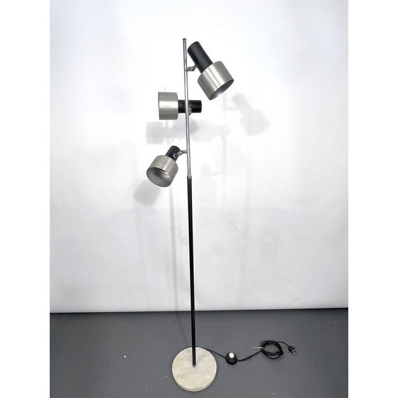 Image 1 of Mid-eeuwse marmeren en metalen vloerlamp met drie armen, Italië 1960