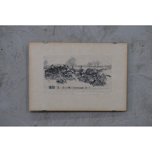 Abstracte vintage print van Jens Cords, Duitsland 1975