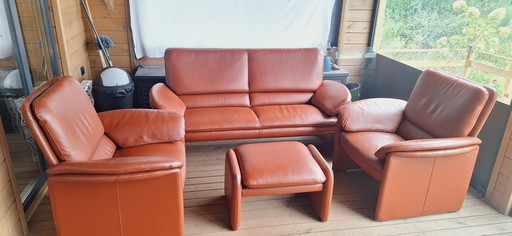 Leolux Catalpa 2,5 zits bank, 2 fauteuils en een hocker