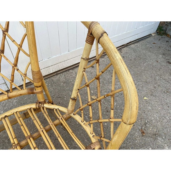 Image 1 of Vintage mandfauteuil van rotan en kussen, 1970