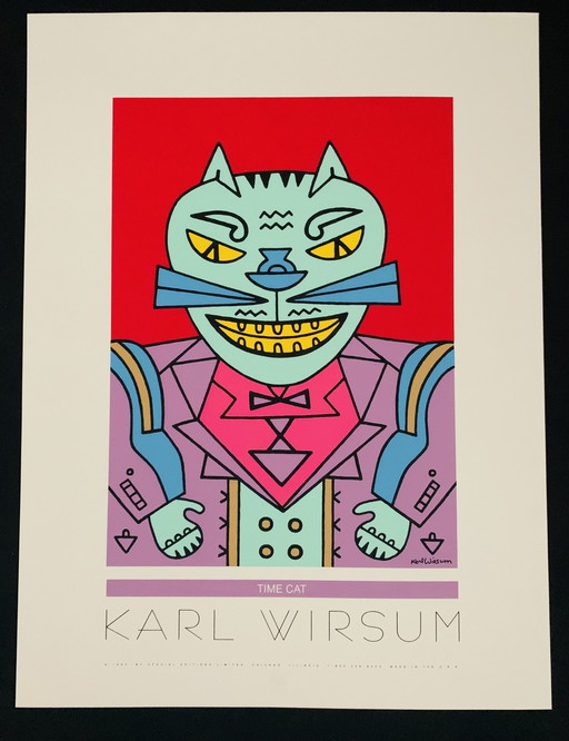 Karl Wirsum: “Time Cat”. Gelicentieerde Hoogwaardige Zeefdruk. 