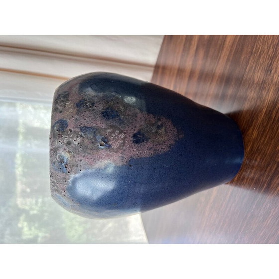 Image 1 of Vintage vaas van blauw keramiek met inclusie, jaren 1970