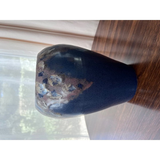 Image 1 of Vintage vaas van blauw keramiek met inclusie, jaren 1970