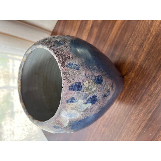Image 1 of Vintage vaas van blauw keramiek met inclusie, jaren 1970