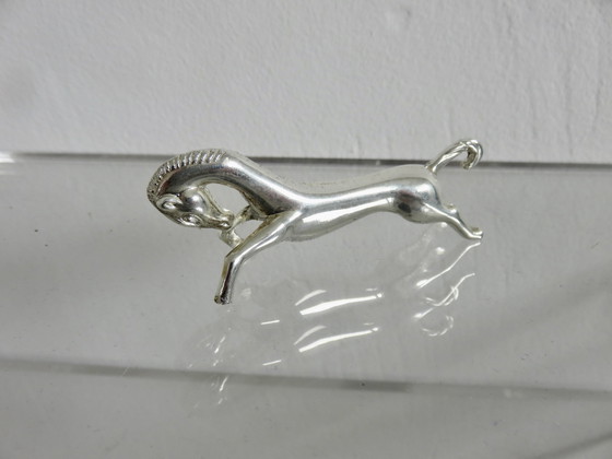 Image 1 of Set van 6 verzilverde metalen paardenmessenrekken, Frankrijk, 1960