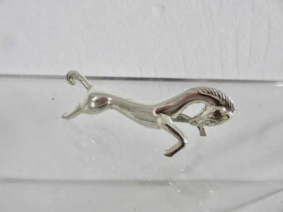 Image 1 of Set van 6 verzilverde metalen paardenmessenrekken, Frankrijk, 1960