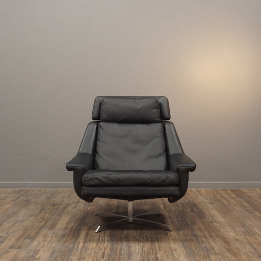 ESA Fauteuil Leer Zwart Mid Century Werner Langenfeld