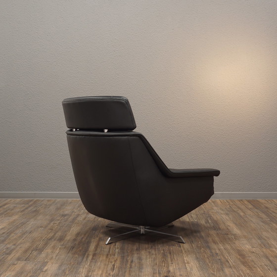 Image 1 of ESA Fauteuil Leer Zwart Mid Century Werner Langenfeld