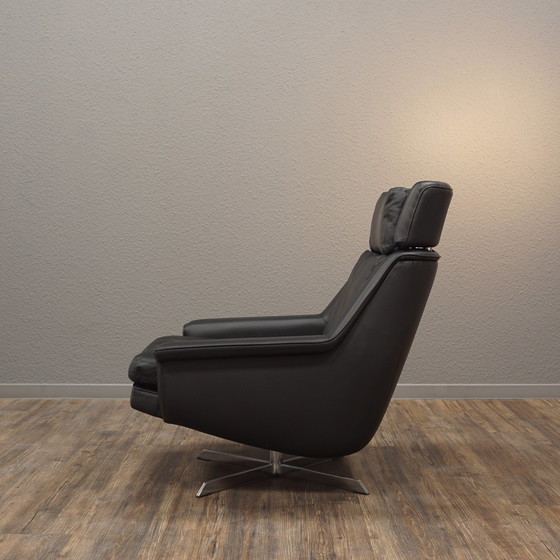 Image 1 of ESA Fauteuil Leer Zwart Mid Century Werner Langenfeld