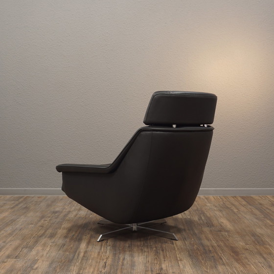 Image 1 of ESA Fauteuil Leer Zwart Mid Century Werner Langenfeld