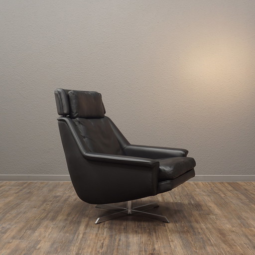 ESA Fauteuil Leer Zwart Mid Century Werner Langenfeld