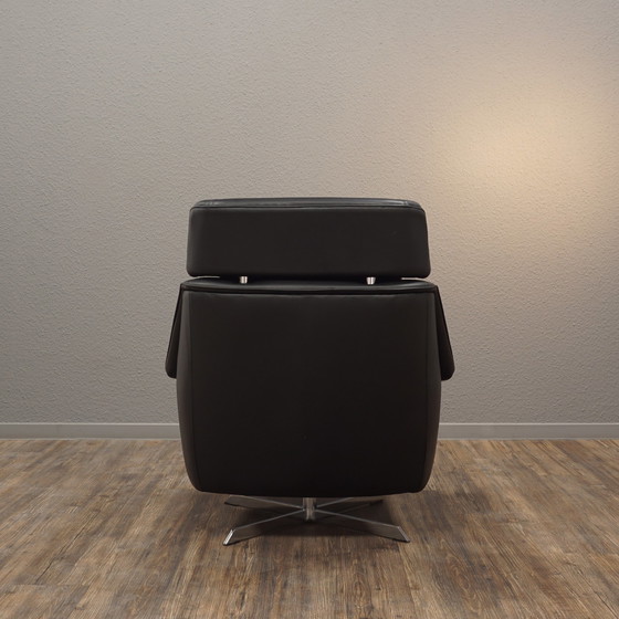 Image 1 of ESA Fauteuil Leer Zwart Mid Century Werner Langenfeld