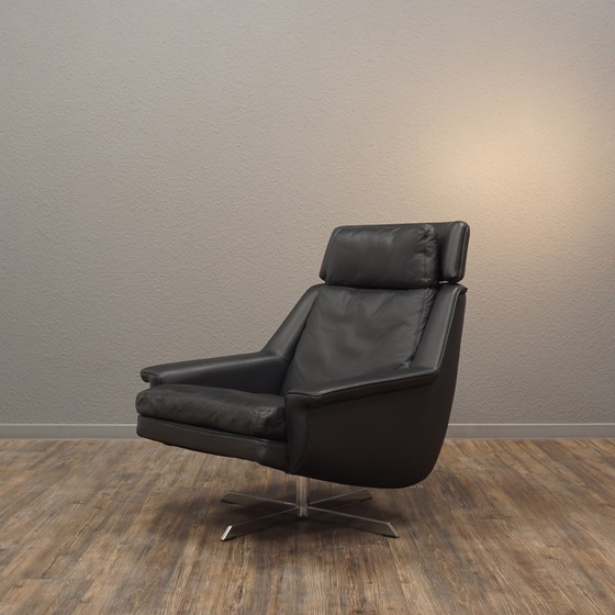 Image 1 of ESA Fauteuil Leer Zwart Mid Century Werner Langenfeld