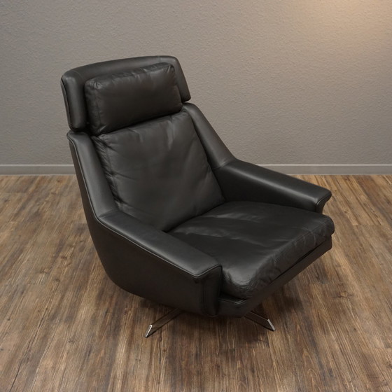 Image 1 of ESA Fauteuil Leer Zwart Mid Century Werner Langenfeld