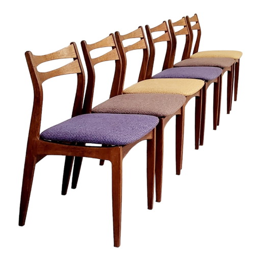 Set van zes teakhouten stoelen