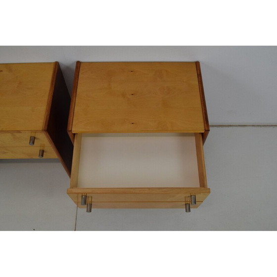 Image 1 of Paar houten en metalen nachtkastjes uit de Mid Century, Tsjecho-Slowakije 1970