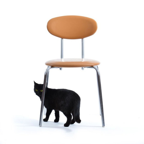 Image 1 of Vintage stoel in imitatieleer en verchroomd staal van Kovona, Tsjecho-Slowakije 1970