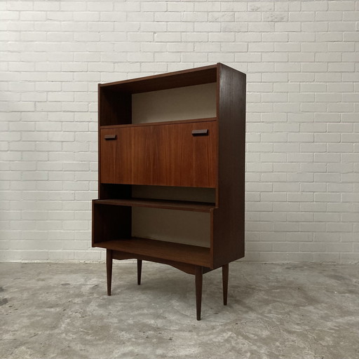 Vintage Boekenkast Secretaire Kast