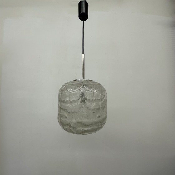 Image 1 of Mid century Doria leuchten glazen hanglamp , 1970's