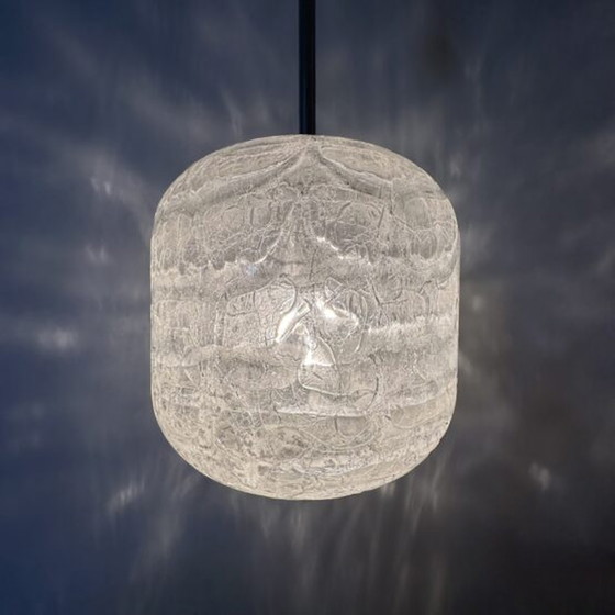 Image 1 of Mid century Doria leuchten glazen hanglamp , 1970's