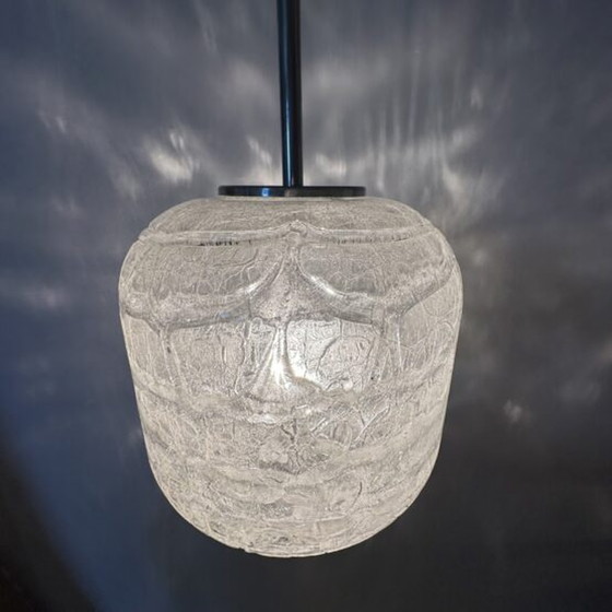 Image 1 of Mid century Doria leuchten glazen hanglamp , 1970's